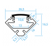 Perfil de aluminio 26,5 x 16,5 mm (por metro)